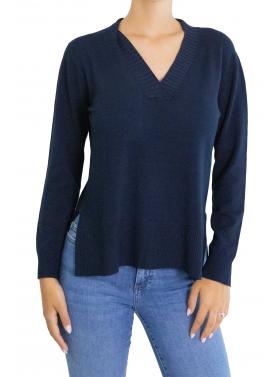 Maglia con scollo a V tinta unita 